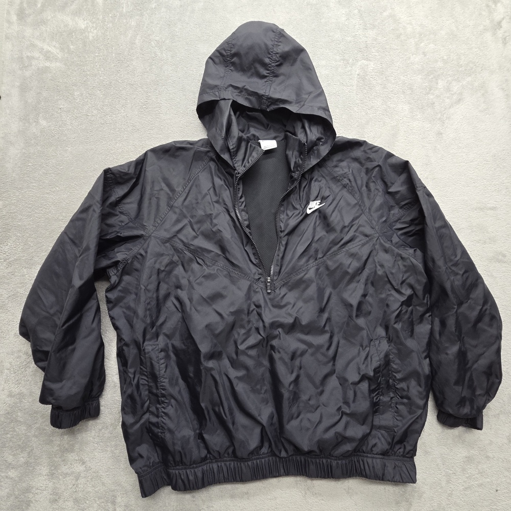 Nike Jacket Mens XL Black Windbreaker Hooded 1/4 Zip Lined Pockets DQ4910-010